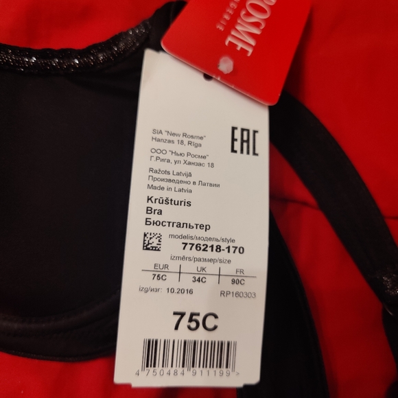 Rosme Lingerie black balconette bra - padded cups - NWT - 34C - Picture 3 of 5